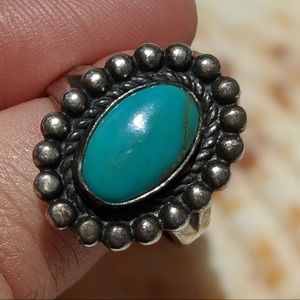 Genuine turquoise sterling silver ring